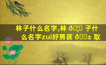 林子什么名字,林 🦉 子什么名字zui
好男孩 🐱 取